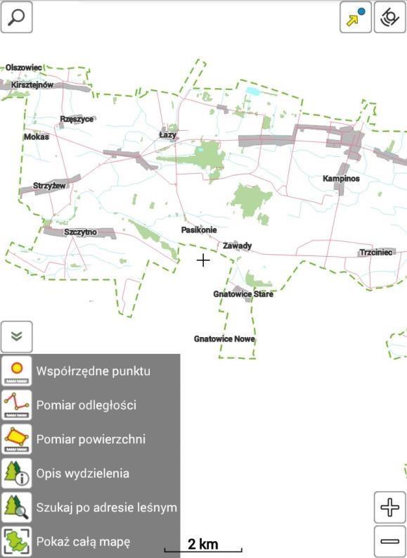 5.1. Praca z narzędziami Użytkownik może korzystać ze wszystkich dostępnych narzędzi mapy z dwóch poziomów: Z narzędzi mapy widocznych na ekranie głównym (patrz punkt: 3.2.