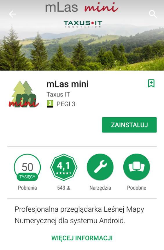 W dostępnych aplikacjach wyświetli się aplikacja mlas mini możliwa do pobrania bezpłatnie.