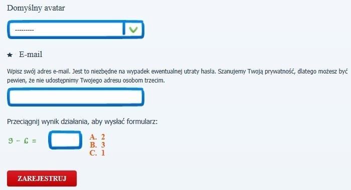 Rejestracja w serwisie Ciąg dalszy rejestracji akceptację Regulaminu Konkursu SKO Blog Miesiąca akceptację Zasad korzystania z serwisu SzkoleBlogi.