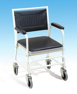 KRZESŁA TOALETOWE CA 609 Wózek inwalidzki toaletowy Wózek inwalidzki toaletowy, składany, stalowy, z kołami tylnymi o średnicy 57 cm, umożliwiającymi samodzielne przemieszczanie się użytkownika.