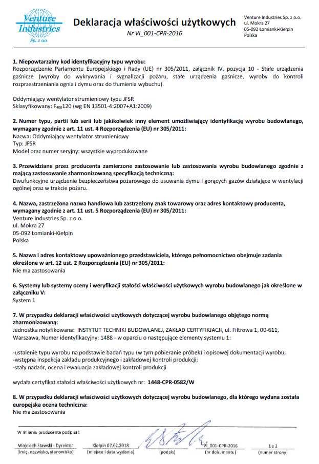 ZAŁĄCZNIK - H (deklaracjai właściwości użytkowych)