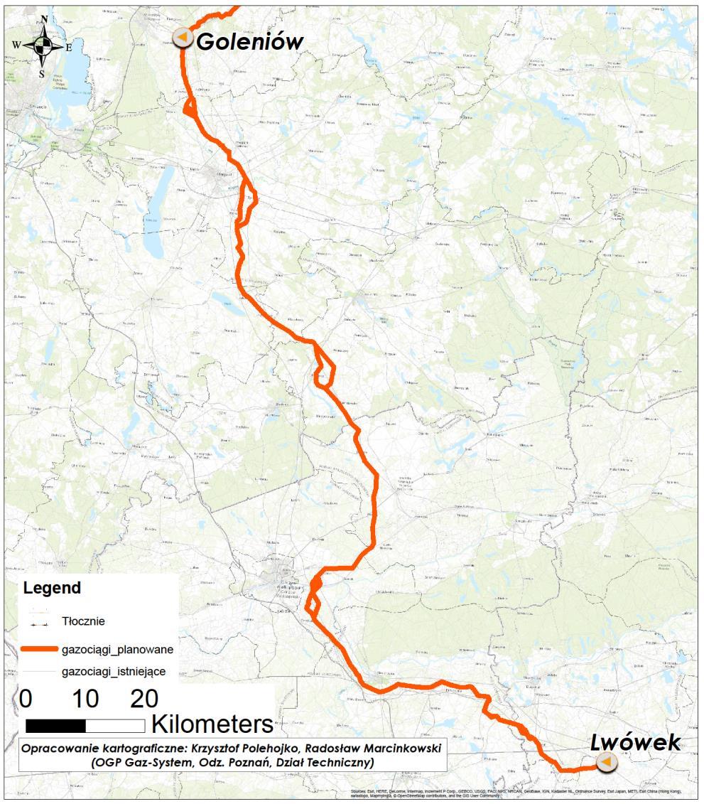 GAZOCIĄG GOLENIÓW-LWÓWEK ZAKRES PROJEKTU Gazociąg DN 1000 Goleniów-Lwówek o długości ok.