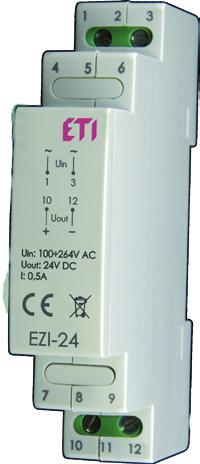 Liczniki energii elektrycznej / Akcesoria Zasilacz impulsowy EZI-24 Przeznaczenie Służy do zasilania urządzeń elektrycznych i elektronicznych, które wymagają stabilnego, filtrowanego napięcia
