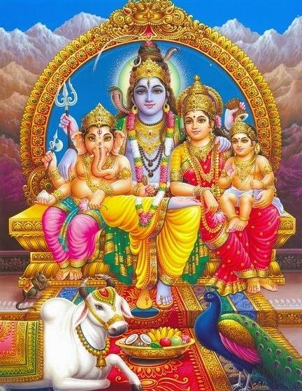 Śiwa Korzystając z informacji zawartych w tekście, podpisz bogów na ilustracji: Śiwa, Parwati, Ganeśa i Murugan.