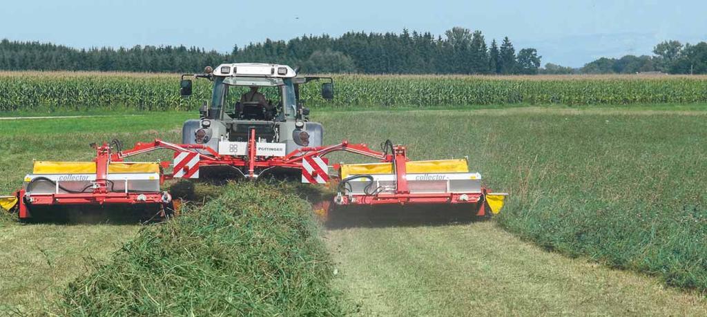 Pojedyńcze pokosy Przy podniesionych taśmach poprzecznych i wąsko ustawionych blachach pokosu są odkładane trzy zwarte pojedyńcze pokosy.