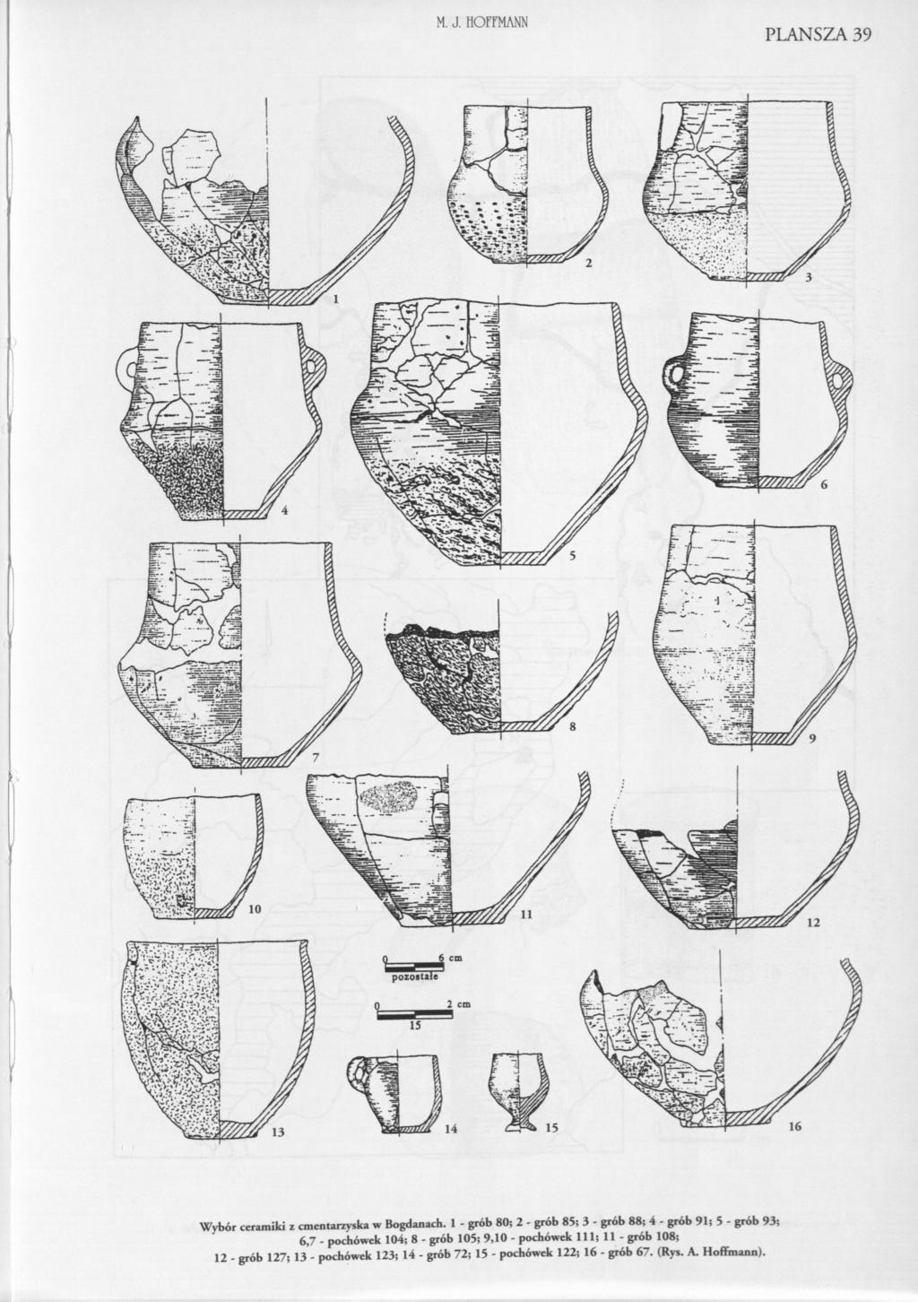 M. J. HOFFMANN PLANSZA 39 Wybór ceramiki г cmentarzyska w Bogdanach.