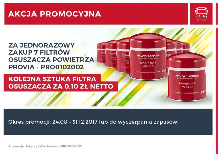 Filtr osuszacza powietrza PROVIA Za jednorazowy zakup 7 filtrów osuszacza powietrza PROVIA