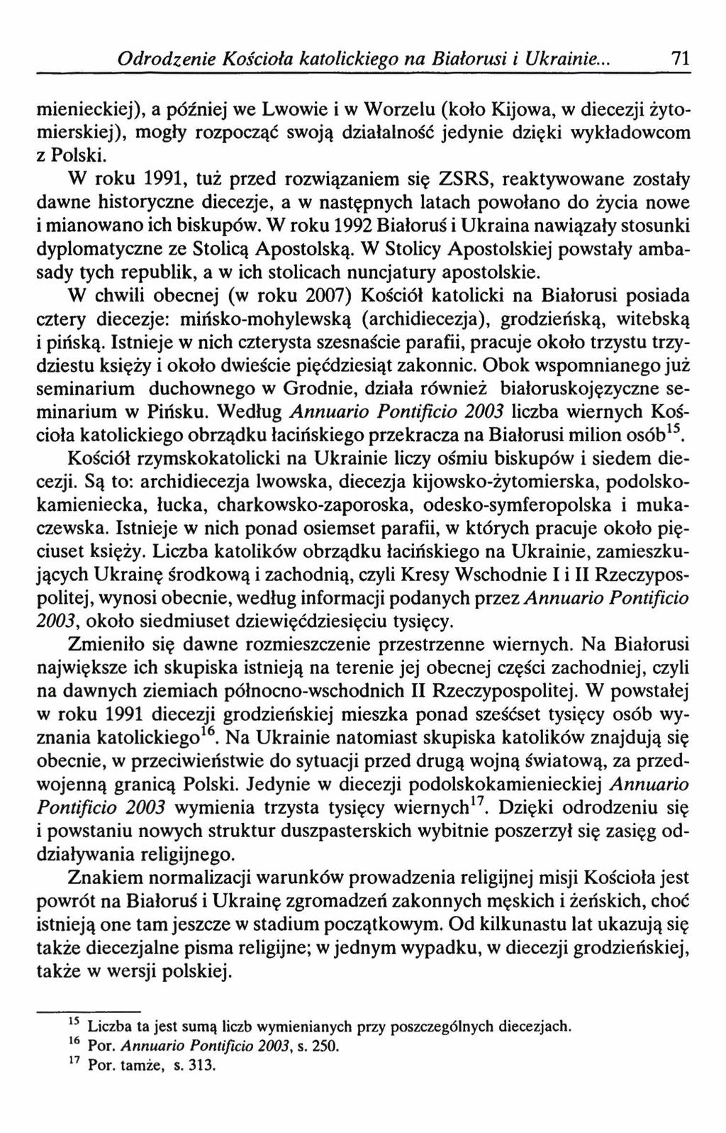 Odrodzenie Kościoła katolickiego na Białorusi i Ukrainie.