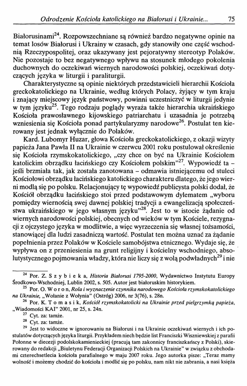 Odrodzenie Kościoła katolickiego na Białorusi i Ukrainie... 75 Białorusinami24.
