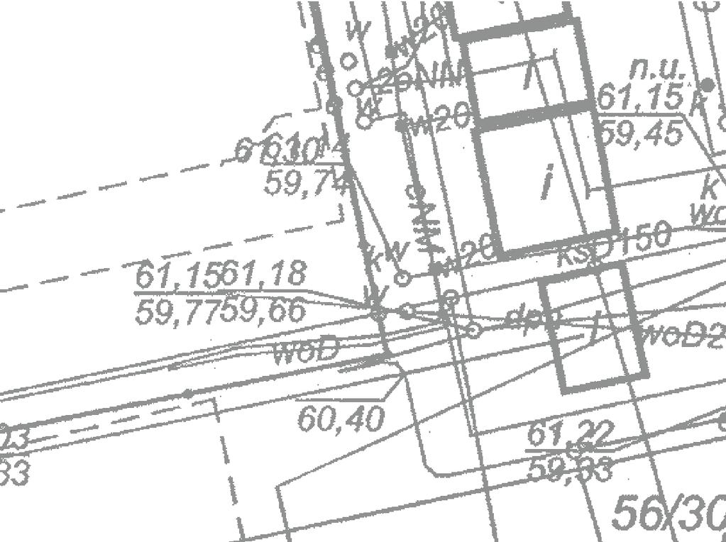 projektowane przyłącze cieplne 2 x Ø 48,3/110 mm ul.