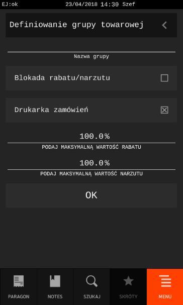 Wybrany towar zostanie wykasowany po ostatecznym zatwierdzeniu wykonania operacji. W przypadku wyboru do kasowania wolnej pozycji w bazie towarowej na wyświetlaczu pojawi się odpowiedni komunikat.