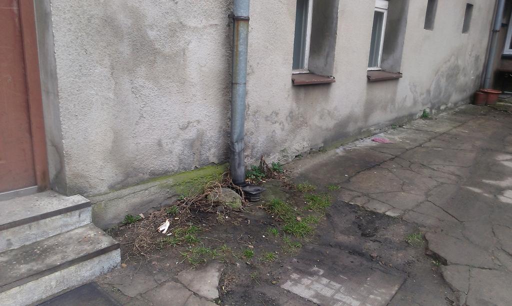Brak opaski wokół budynku powoduje, że woda opadowa dodatkowo jest odprowadzania w kierunku budynku.