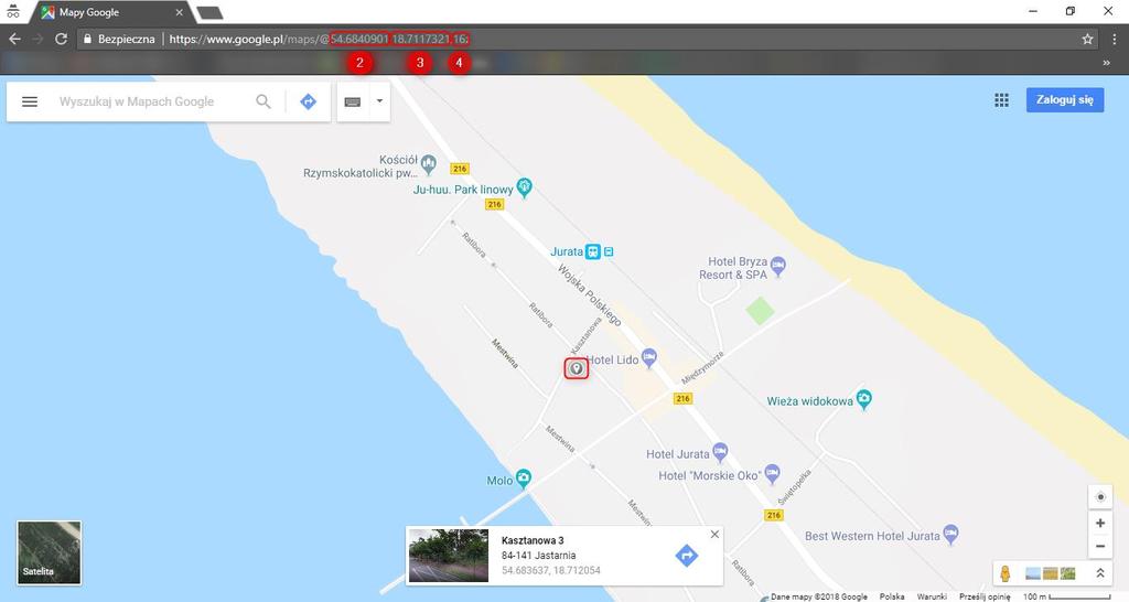 Dane te (2, 3, 4) można odczytać np. z linku Google Maps: 4.2) Poza zmianą kolorystyki, w górnym banerze systemu rezerwacji, możliwe jest umieszczenie logo obiektu.