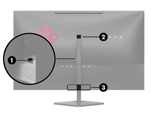 Elementy stojaka Element Podzespół 1 Przycisk zwalniania stojaka 2 Zaczep na słuchawki 3 Układanie kabli Przygotowywanie monitora do użytkowania Podczas przygotowywania monitora do użytkowania należy