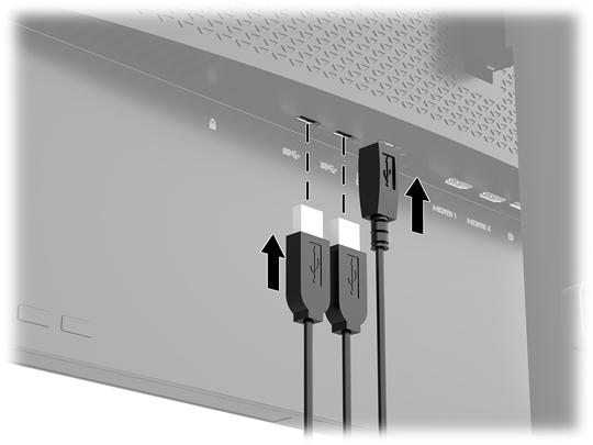 Podłączanie urządzeń USB Z tyłu monitora znajduje się jeden port USB typu upstream i dwa porty USB typu downstream.