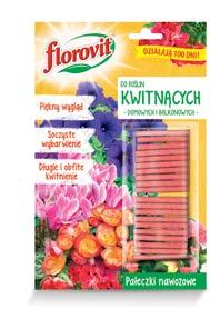 Dostępne opakowania: blister 20 pałeczek (20g) Nawóz do pelargonii i innych roślin kwitnących Skoncentrowany nawóz mineralny przeznaczony do dokarmiania wszystkich rodzajów pelargonii oraz