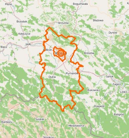 Poniższa mapa ukazuje położenie powiatu na tle Województwa Podkarpackiego. Mapa 1. Powiat Krośnieński Źródło: autorzy OpenStreetMap W poniższej tabeli podsumowano podstawowe informacje statystyczne.