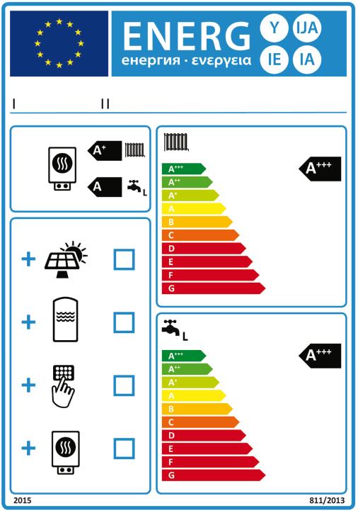 Tabele klas efektywności energetycznej (przedziały dla 55 o C) LOT 1 Tabele z klasami efektywności energetycznej odnoszą się do pojedynczych urządzeń i do zestawów urządzeń.