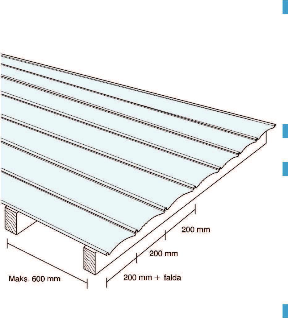Fastlock Zalecenia Nachylenie dachu powinno mieć min. 10 mm/m aby zapobiec kumulacji wody na dachu.