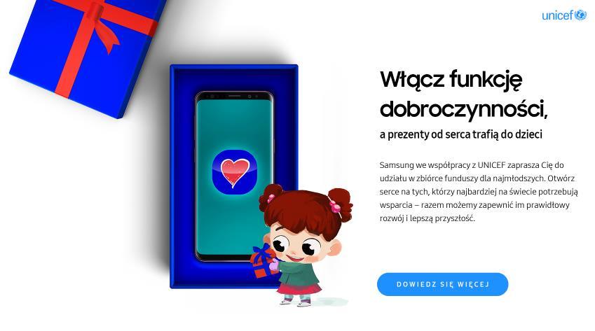 AKCJA #FunkcjaDobroczynności SAMSUNG POMAGA DZIECIOM i wspiera UNICEF I. CZAS TRWANIA AKCJI 1. Akcja trwa od 21 listopada 2018 do 26 grudnia 2018. II. ORGANIZATOR I CELE AKCJI 1.