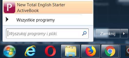 czy wybierając program New Total English Starter ActiveBook z menu Start w
