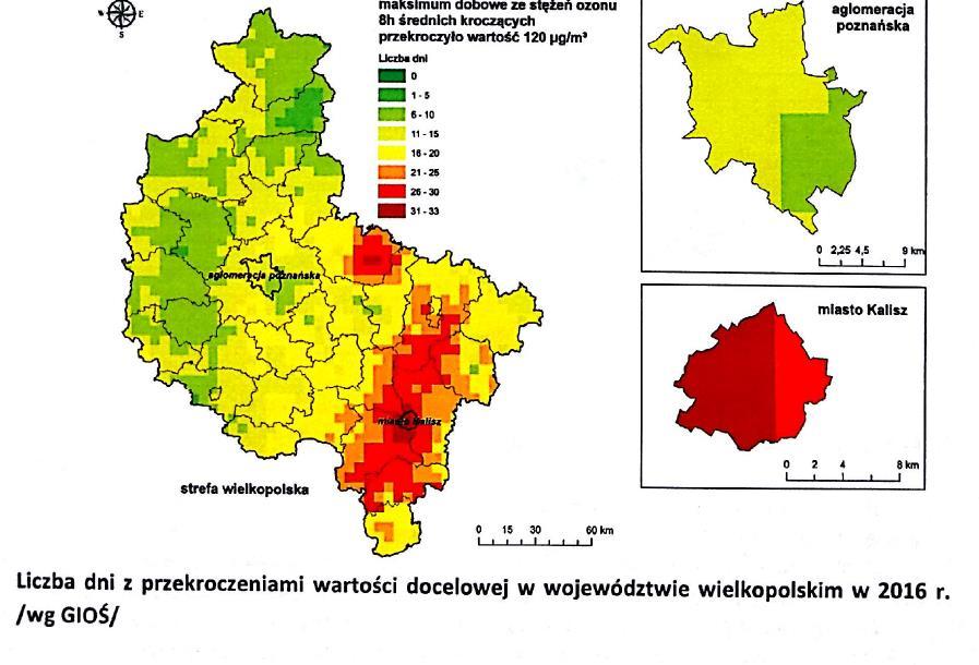 Rys. nr 5 Ocena jakości powiatrza w strefach źródło: Roczna ocena jakości powietrza w województwie wielkopolskim 2016 rok Rys.