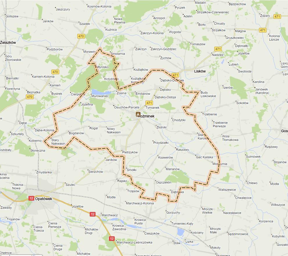 Rysunek 7 Sieć dróg na terenie Gminy Koźminek (źródło : Targeo) 6.2.4. Monitoring hałasu i zaproponowane działania mające na celu zapobiegania rozprzestrzeniania się hałasu. Według art. 117 ust.