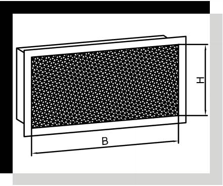 Kratka z siatki stalowej ocynkowanej z ramką płaską H [mm] Siatka stalowa ocynkowana, wielkość oczek 11 x 11 mm. Standardowa ramka o szerokości 20 mm.