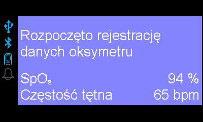 Wybierz opcję Bluetooth i naciśnij gałkę, by wybrać opcję Włączony. 2. Wybierz opcję wyszukiwania. 3. Wyszukiwanie urządzeń Bluetooth. Lista oksymetrów w zasięgu.