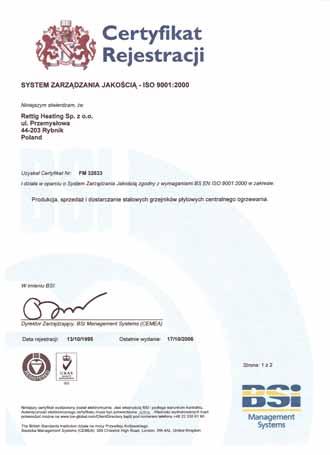 informacje dodatkowe O firmie O wprowadzonym w naszej firmie zintegrowanym systemie zarządzania jakością i zarządzania środowiskowego zgodnym z normami ISO 9001 i ISO 14001 świadczą przyznane przez