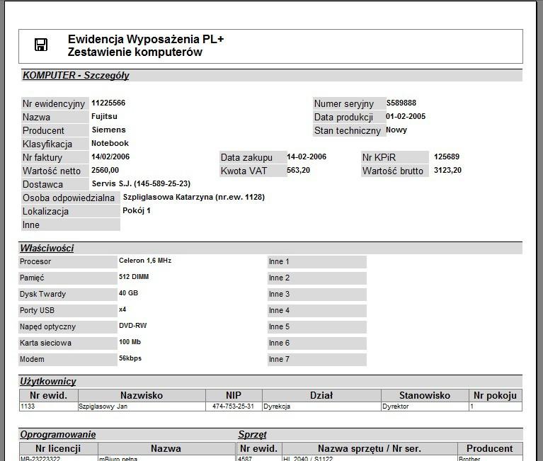 Raport - Szczegółowo komputery wg zadanych kryteriów 3.