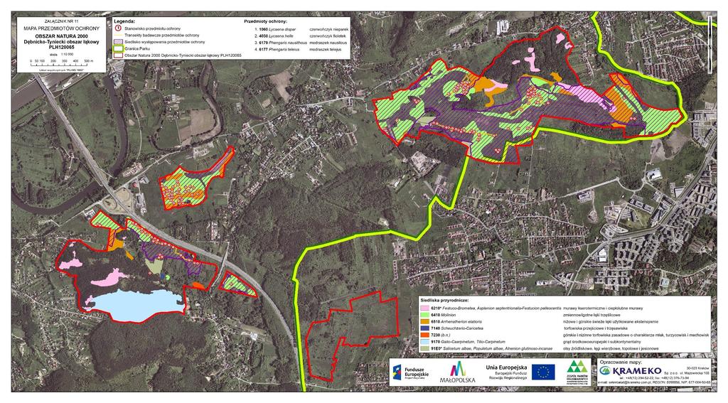 Mapa przedmiotów ochrony w obszarze Natura