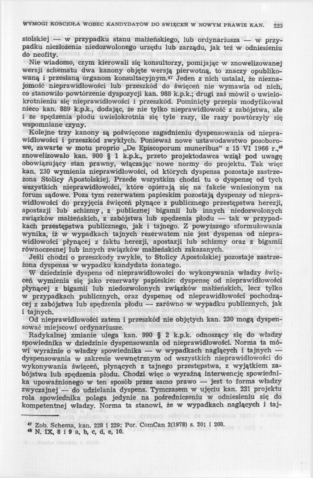 WYMOGI KOŚCIOŁA WOBEC KANDYDATÓW DO ŚWIĘCEŃ W NOWYM PRAWIE KAN.