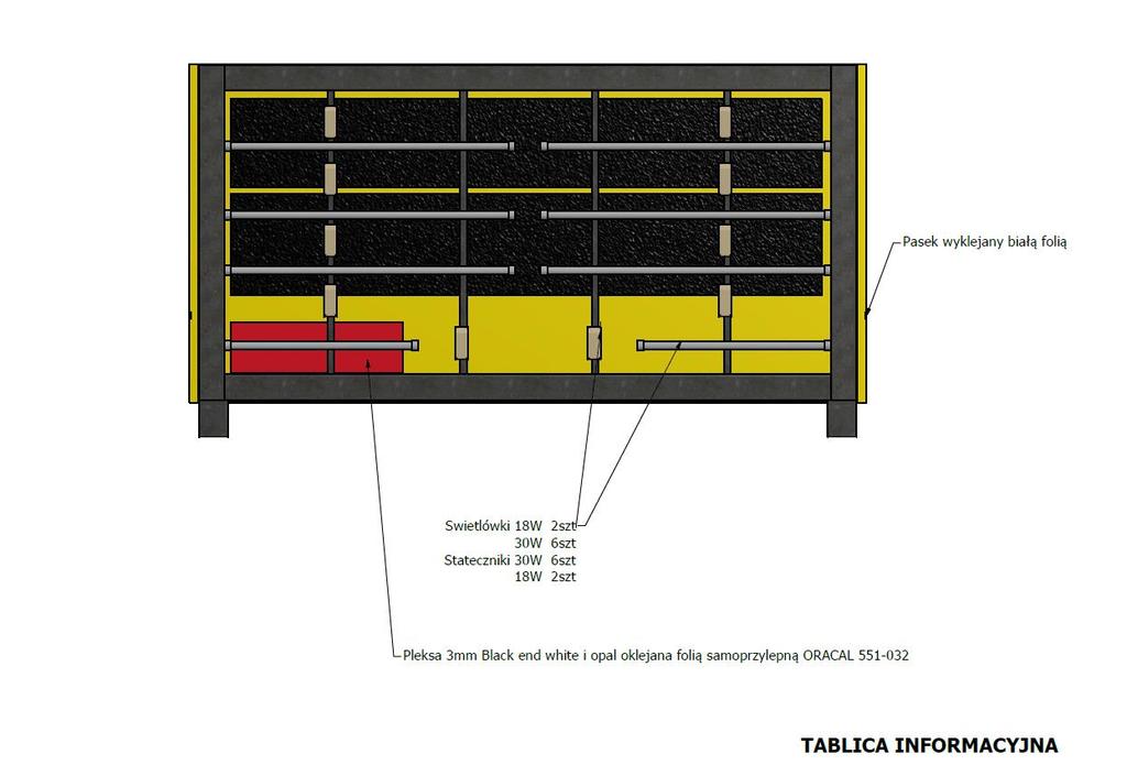 2. Rama banerowa 3 x 1 m a) Format ramy: 3 x 1 m, b) Malowana w kolorze RAL 9006, c) Dodatkowo obciążona czterema standardowymi bloczkami betonowymi o wymiarach 38x24x12 cm i wadze ok. 25 kg.