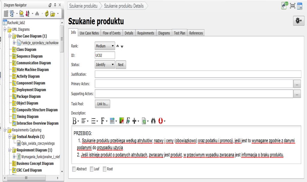 opcji Open Use Case Details 1.14.