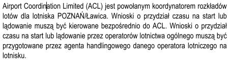 Nr rozdz. w AIP Zakres Działania 2.21.4.5 2.21.4.6 2.21.4.7 2.23.1.1 2.23.1.2 Koordynacja rozkładów lotów 2.