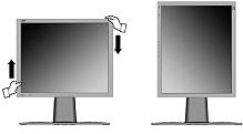 Tryby widoku/poziomy i pionowy Monitor LCD display może pracować zarówno w trybie pionowym, jak i poziomym. Zastosuj się do instrukcji załączonych do oprogramowania Perfect Suite.