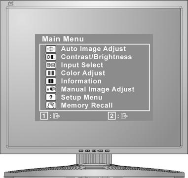 Regulacja obrazu Do regulowania wyświetlanych na ekranie monitora elementów sterujących OSD służą przyciski na przednim panelu sterowania.