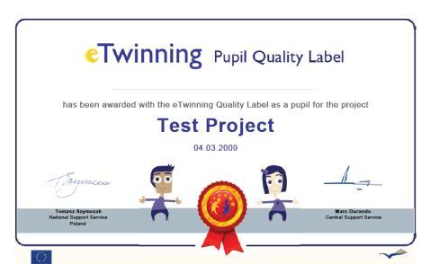 Odznaki Jakości etwinning Odznaka jakości jest wyróżnieniem