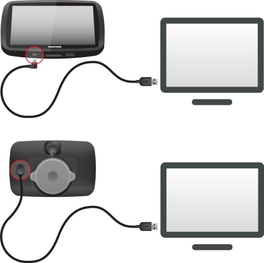 Uwaga: należy korzystać WYŁĄCZNIE z kabla USB dołączonego do urządzenia Rider. Inne przewody USB mogą nie działać. Uwaga: uchwytu nie można używać do połączania urządzenia Rider do komputera.