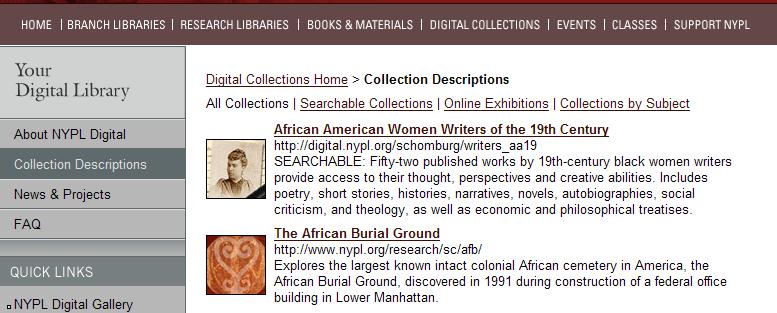4. Kolekcje CYFROWE KOLEKCJE: 46 kolekcji tematycznych charakterystyka jednej z nich: African American Women Writers of the 19th Century: African American Women Writers of the 19th Century Kolekcja