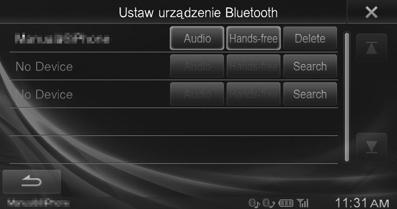 Możesz więc w każdej chwili wyszukać urządzenia BLUETOOTH umożliwiające skojarzenie. 1 Dotknij przycisku [Setup] (Konfiguracja) na banerze górnym.