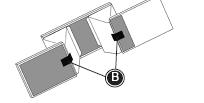 Umieścić kliny na pasku w żądanej pozycji (A). 2) Złożyć końce paska i zamocować na klinach (B) paskami velcro.