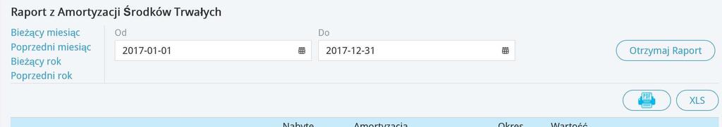 Raport Środki Trwałe Raport Środki Trwałe to raport podsumowujący wybrany okres