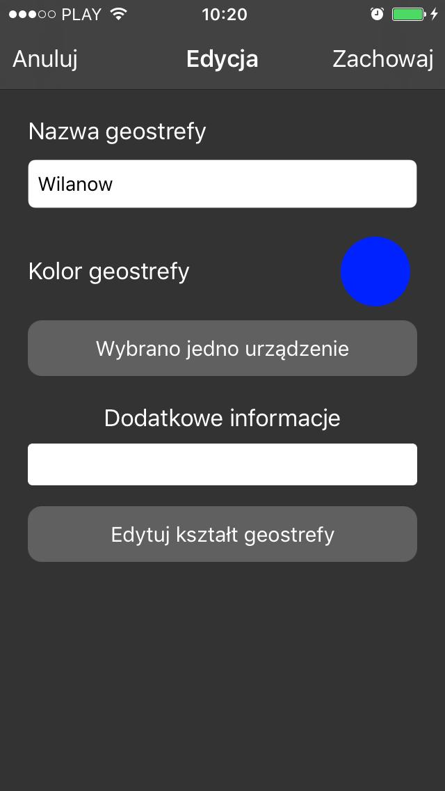 Opis geostrefy Wybór lokalizatorów GPS