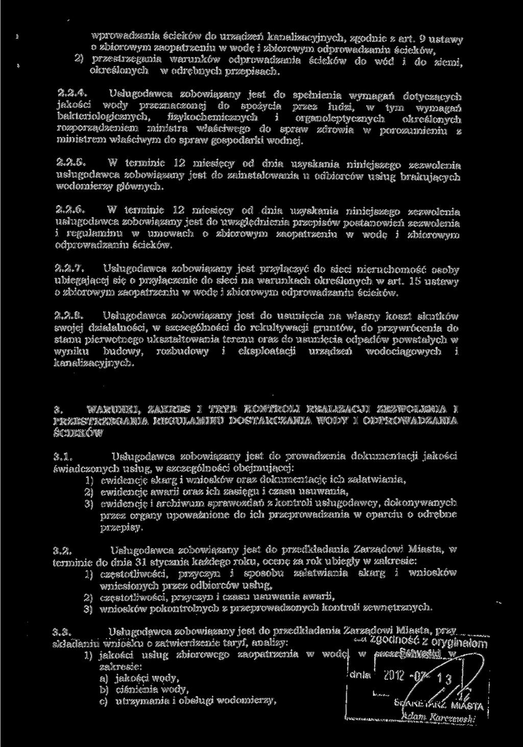 wprowadzania ścieków do urządzeń kanalizacyjnych, zgodnie z art.