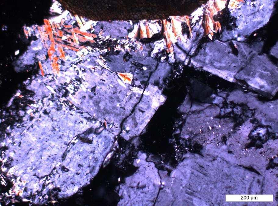 skrzyzowanych. A - światło odbite, B-D - przechodzące. Oznaczenia: sph-sfaleryt, ne-nefelin, chk-chkalowit, astr-astrofyllit, mu-murmanit, ac-akmit, vi-villaumit. 11.4.