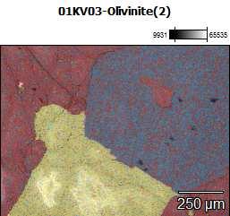 Ryc. 9. Analiza fazowa oliwinitu z wykorzystaniem technologii EDS. Po prawej widoczne widma oliwinu, apatytu i flogopitu. Ryc. 10.