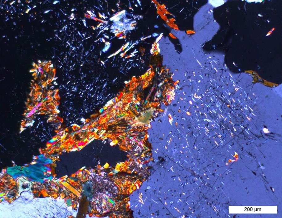 Makroskopowo eudialit posiada zabarwienie wiśniowo-czerwone, często zmętniałe od licznych wrostków minerałów femicznych w swej objętości.