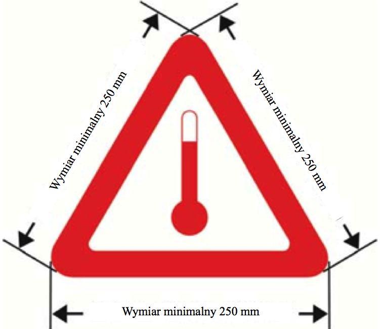 5.3.3 Znak dla materiałów o podwyższonej temperaturze Pojazdy-cysterny, kontenery-cysterny, cysterny przenośne, pojazdy specjalne, kontenery specjalne, pojazdy specjalnie wyposażone lub kontenery